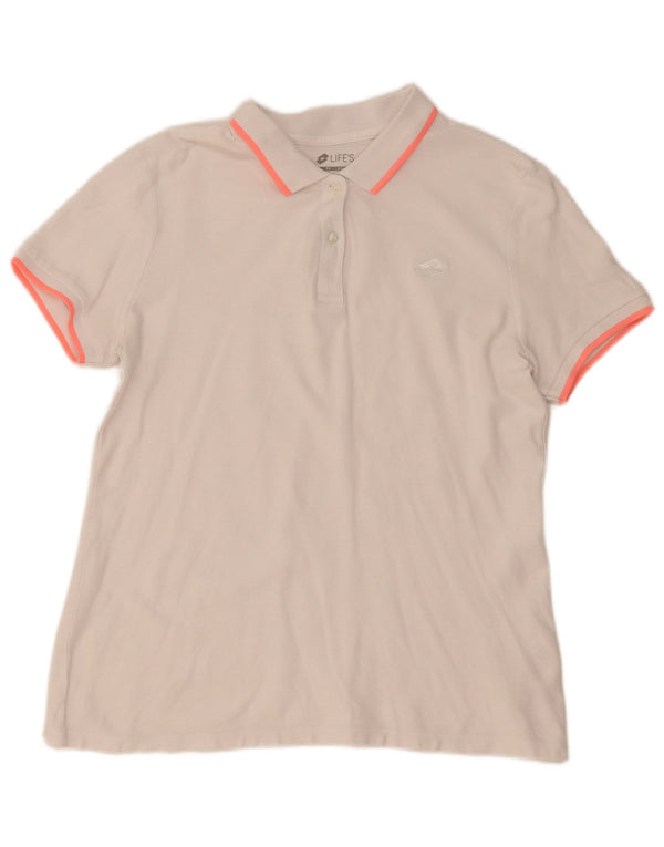Polo da donna Lotto UK 14 grande cotone bianco
