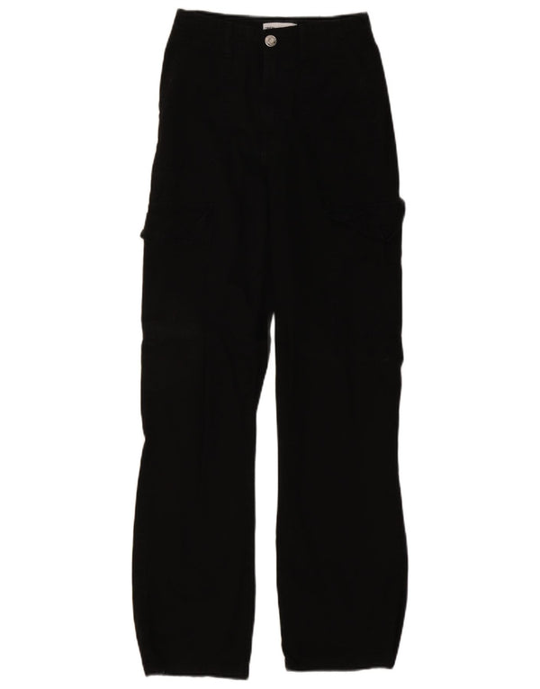 Pantaloni cargo dritti da donna Zara EU 32 2XS W22 L29 cotone nero