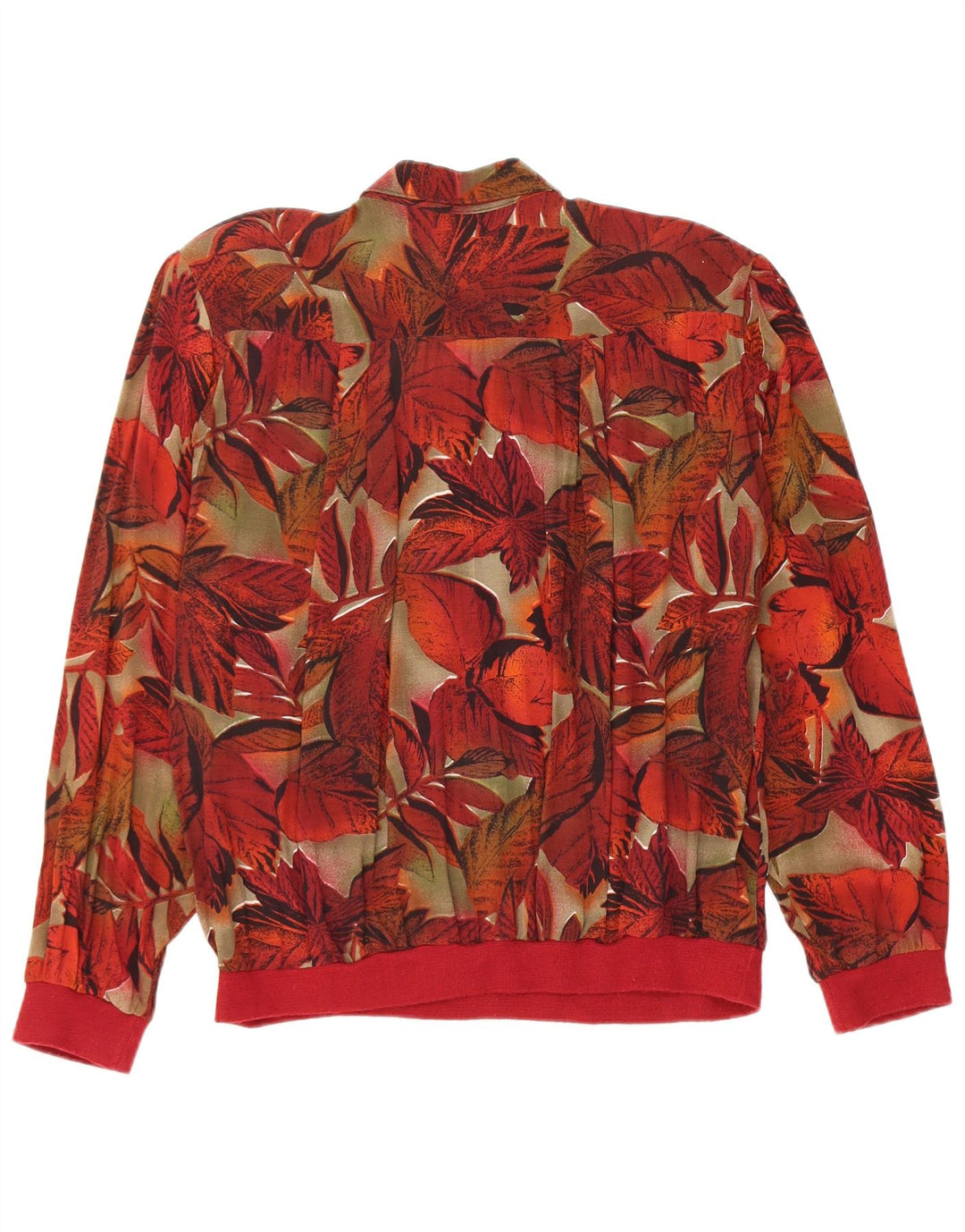 Camicetta pullover da donna vintage UK 16 grande viscosa floreale rossa