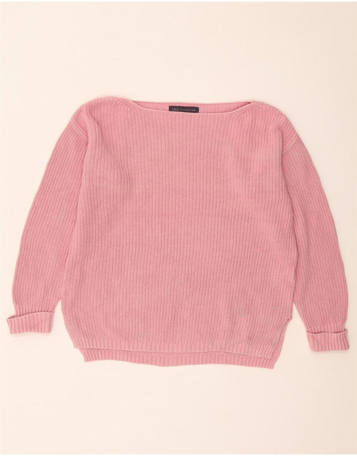 Maglione maglione oversize con scollo a barca da donna Marks & Spencer UK 10 piccolo rosa