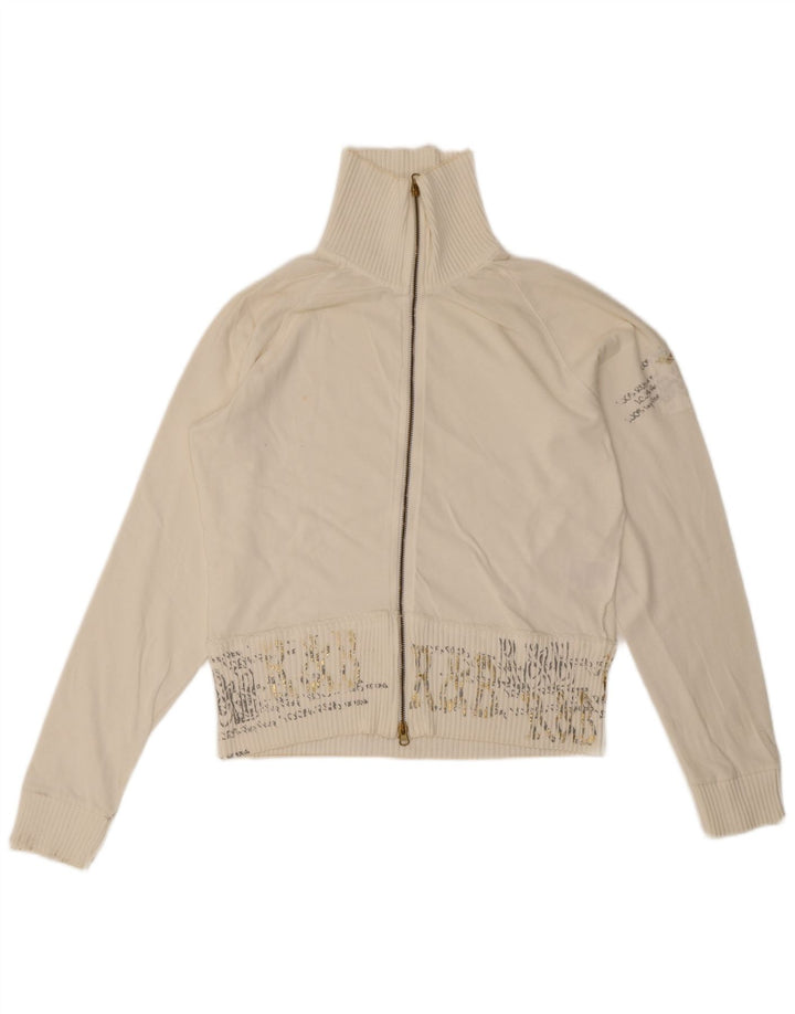 Giacca da ginnastica oversize con grafica da donna Arena, piccola, in cotone bianco sporco