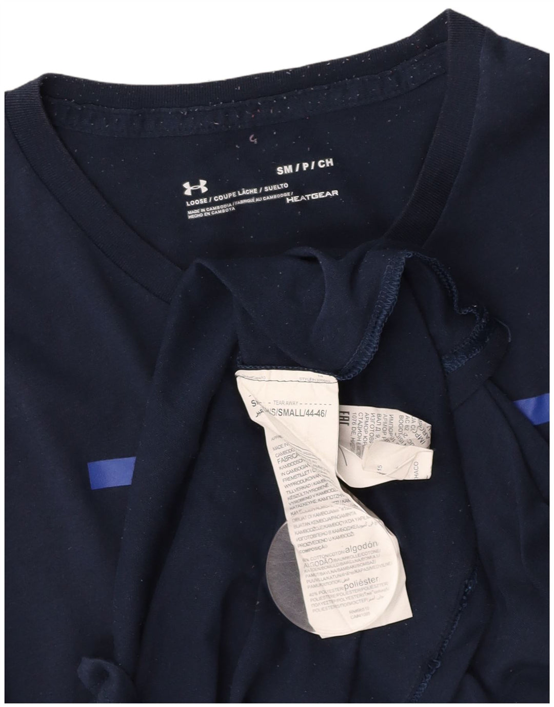 T-shirt grafica da uomo UNDER ARMOUR Heat Gear Top piccola in cotone blu navy