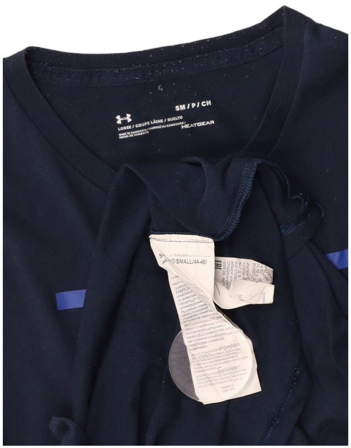 T-shirt grafica da uomo UNDER ARMOUR Heat Gear Top piccola in cotone blu navy