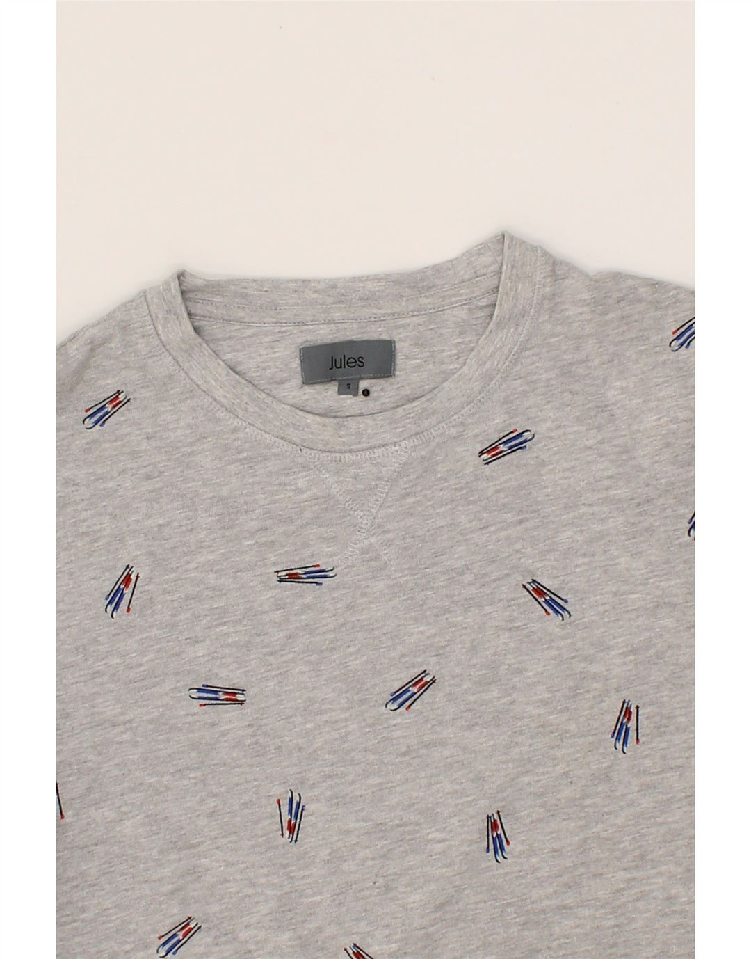 JULES Womens Graphic Sweatshirt Jumper UK 10 Small Grey Cotton Vintage Jules and Second-Hand Jules from Messina Hembry 