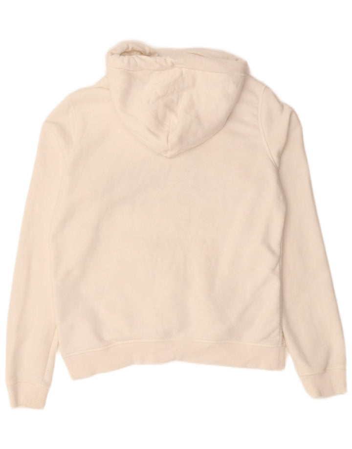 JACK WILLS Maglione con cappuccio oversize con grafica da donna UK 10 Piccolo cotone bianco