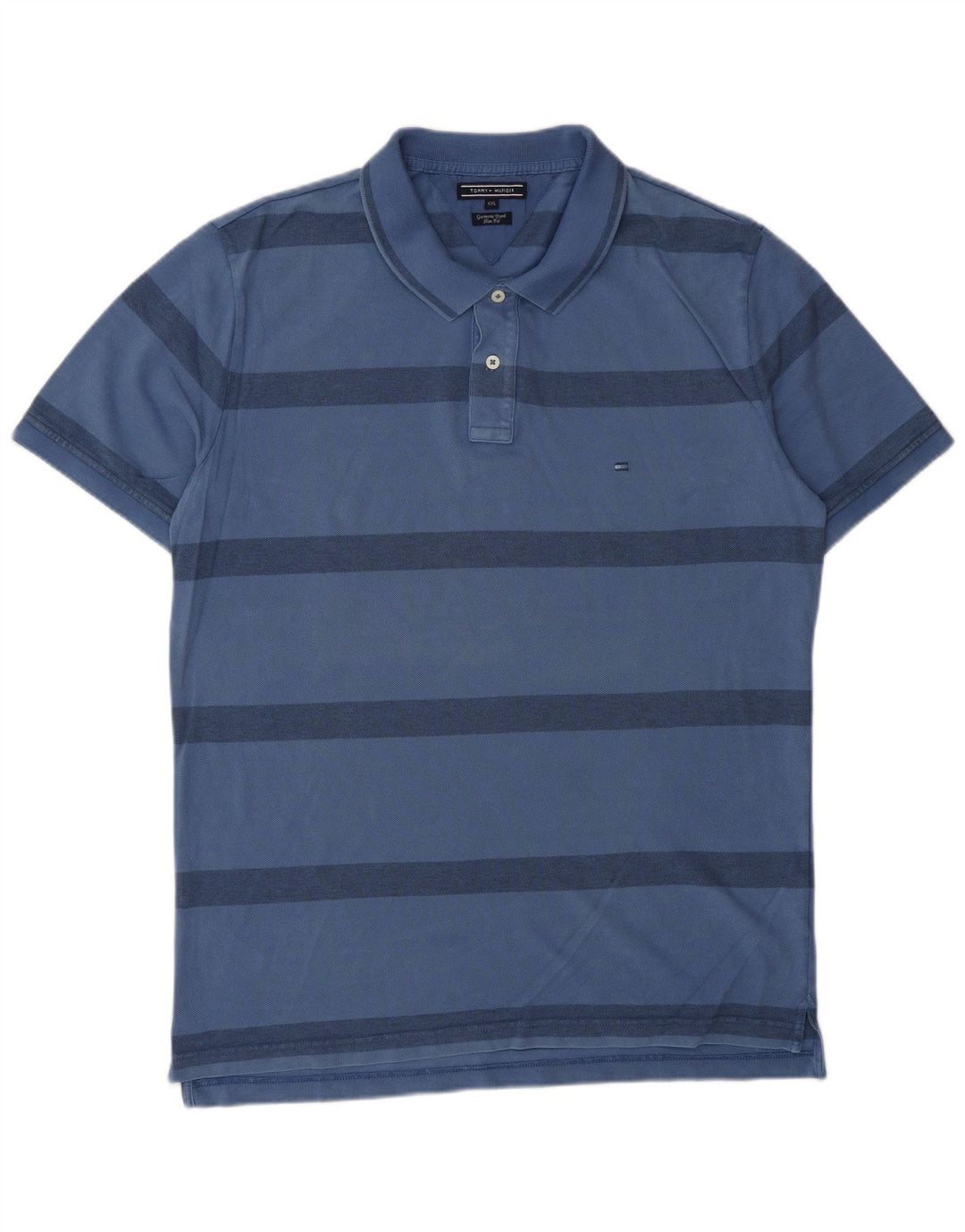 TOMMY HILFIGER Polo slim fit da uomo 2XL cotone a righe blu