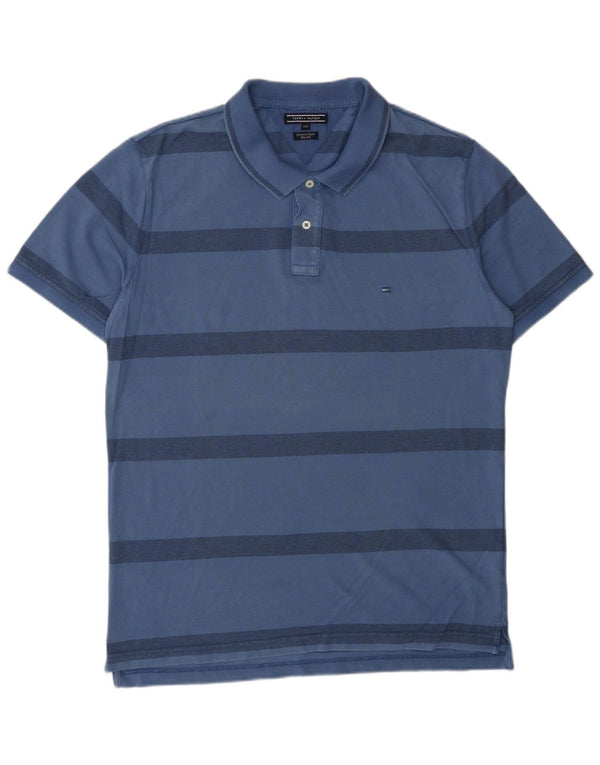 TOMMY HILFIGER Polo slim fit da uomo 2XL cotone a righe blu