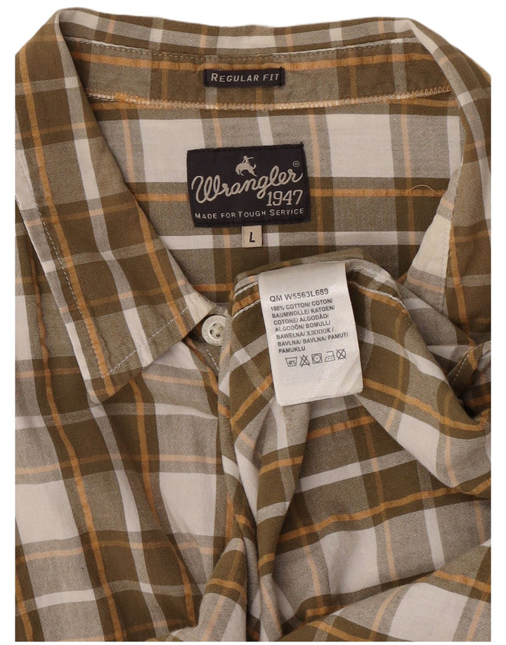 Camicia da uomo Wrangler a maniche corte, vestibilità regolare, in cotone a quadri marroni grandi