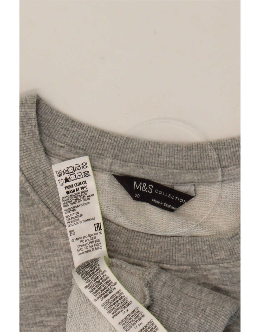 Felpa da donna Marks & Spencer UK 20 2XL Cotone chiazzato grigio