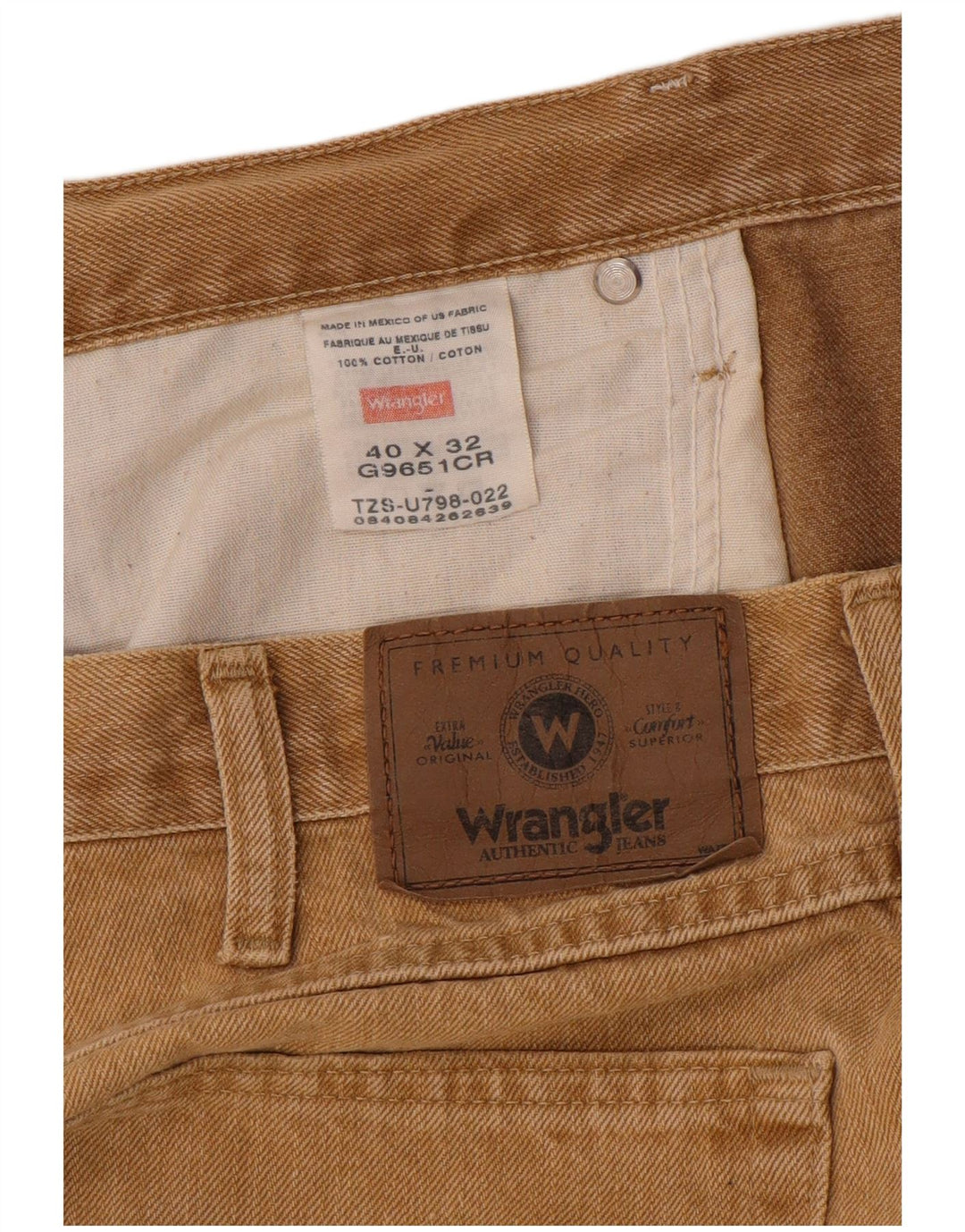 Jeans dritti da uomo Wrangler W40 L32 cotone beige