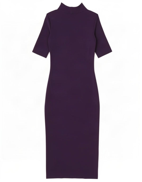 Vestito aderente a maniche corte da donna Zara UK 10 piccolo in cotone blu navy