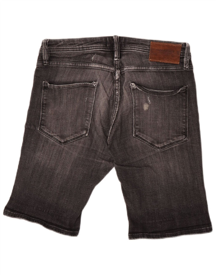 Pantaloncini di jeans invecchiati da uomo Jack & Jones piccoli W30 cotone grigio