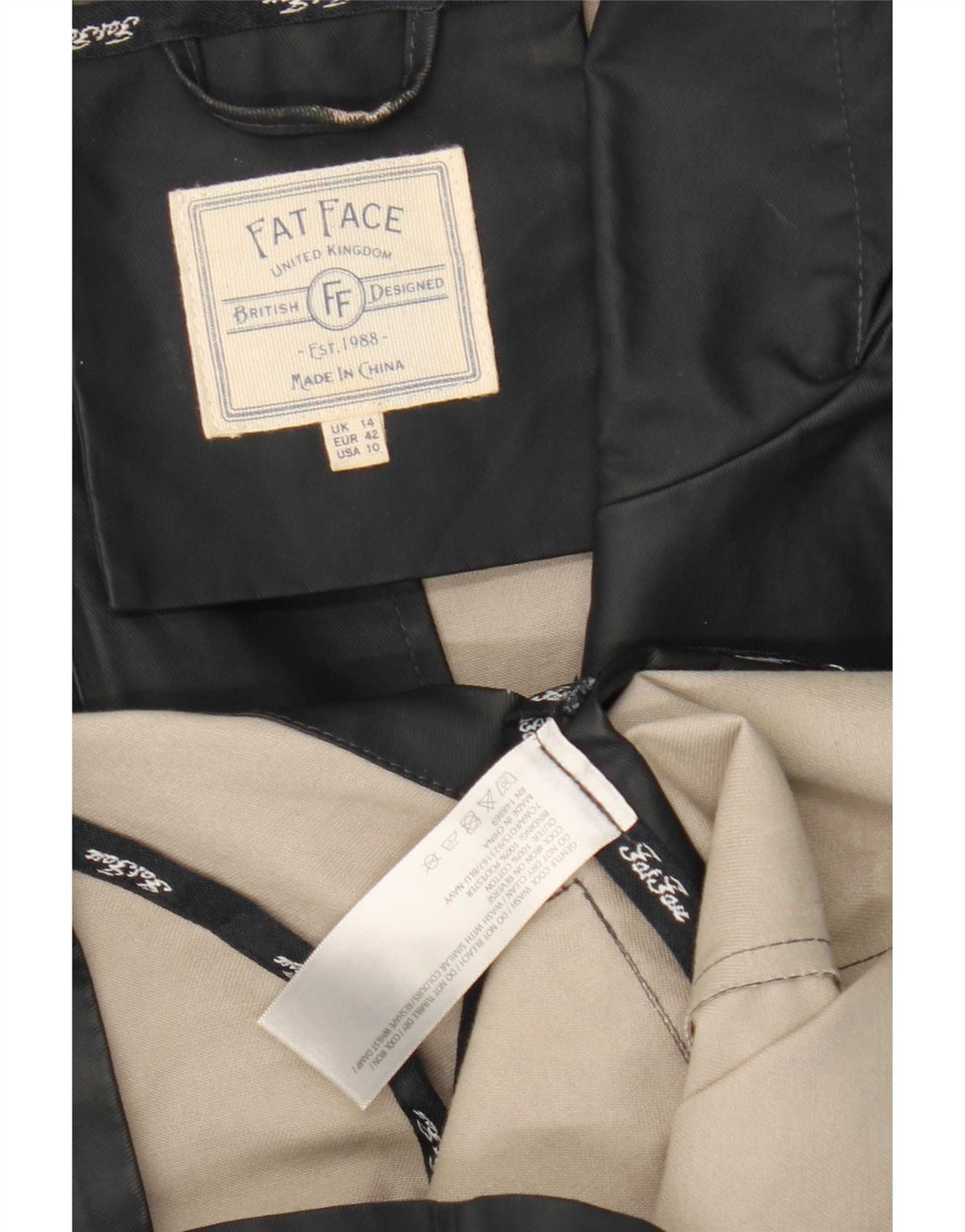 Impermeabile con cappuccio da donna Fat Face UK 14 grande poliestere blu navy