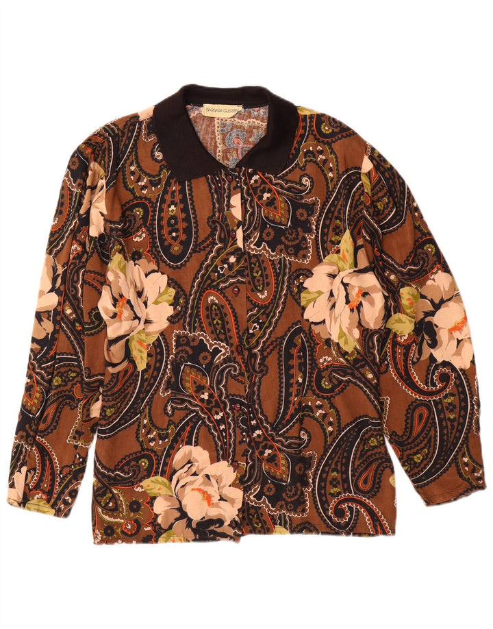 Camicia da donna VINTAGE UK 14 Paisley marrone medio