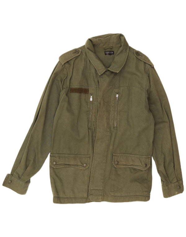 Giacca militare da donna Topshop UK 14 grande cotone kaki