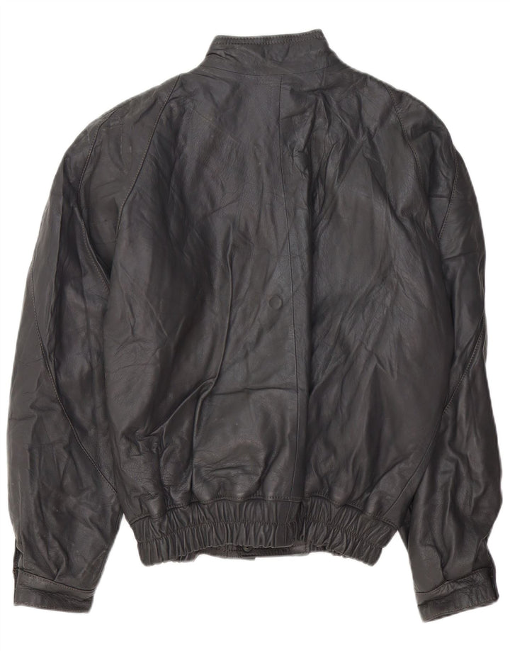 Giacca in pelle da uomo VINTAGE UK 40 grande in pelle grigia