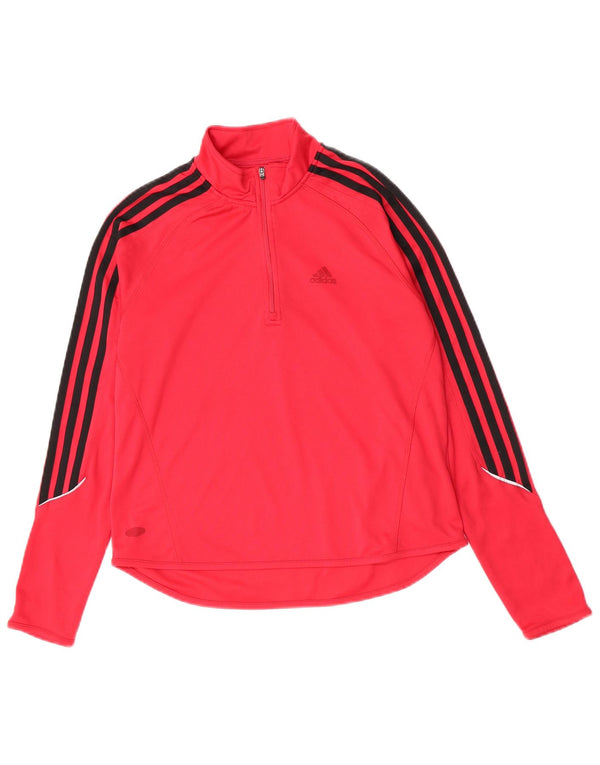 Adidas Donna Zip Neck Pullover Tuta Top UK 10 Small Rosa Poliestere