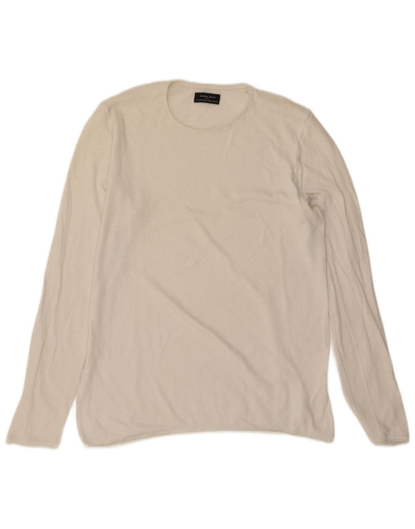 Top Zara da uomo a maniche lunghe in cotone bianco medio