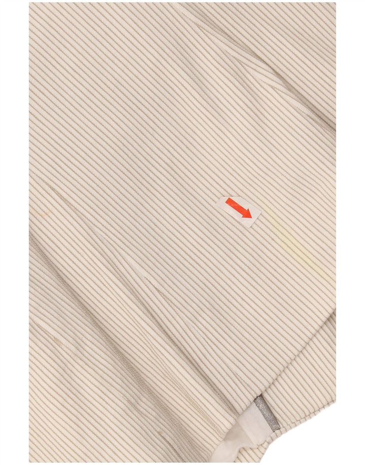 Giacca blazer da donna a 1 bottone Zara UK 14 grande cotone gessato bianco sporco