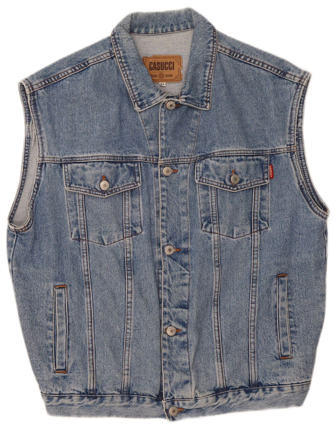 CASUCCI Mens Denim Gilet UK 42 XL Blue Cotton