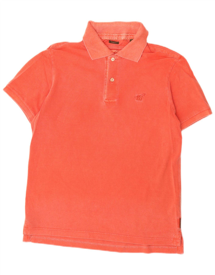 Polo da uomo slim fit Henry Cottons in cotone arancione medio