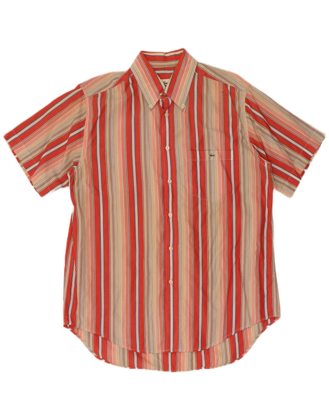 Camicia a maniche corte da uomo Lacoste taglia 40 cotone a righe multicolore medio