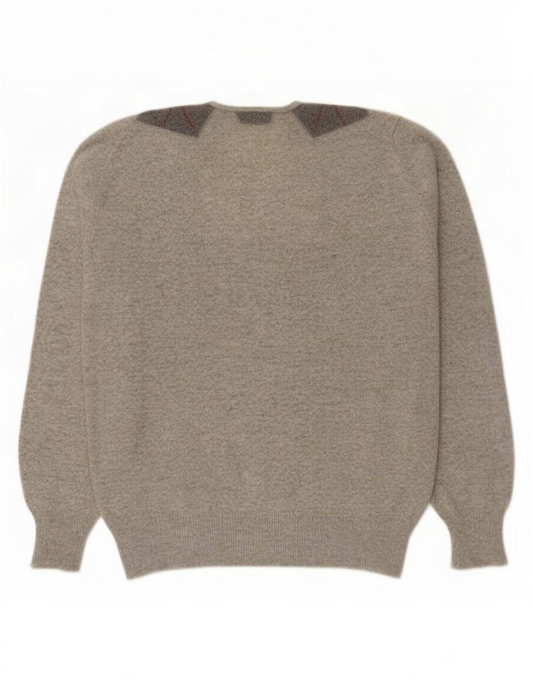 Maglione vintage da uomo con scollo a V piccolo grigio a rombi/diamante