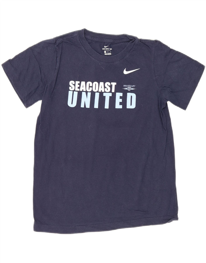 NIKE Boys Graphic T-Shirt Top 12-13 Years Large Navy Blue Vintage Nike and Second-Hand Nike from Messina Hembry 