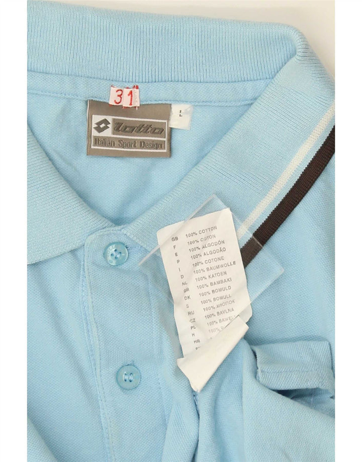 Polo da uomo Lotto Large in cotone a righe blu