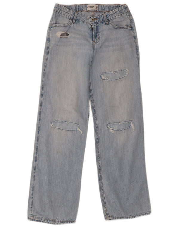 Abercrombie & Fitch Jeans larghi effetto invecchiato per ragazze 11-12 anni W28 L28 Blu