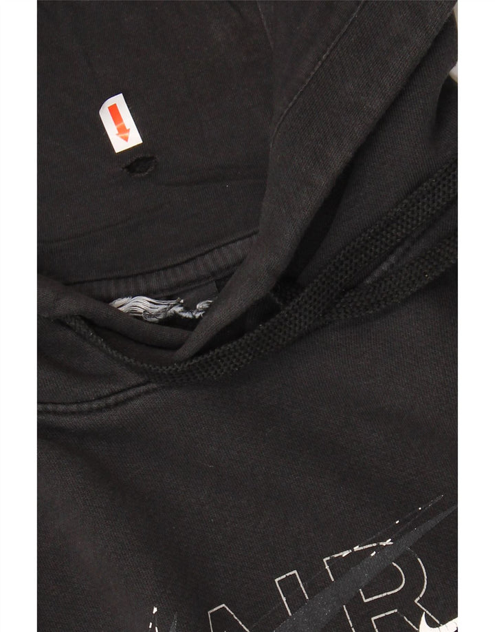 NIKE Mens Graphic Hoodie Jumper Medium Black Cotton