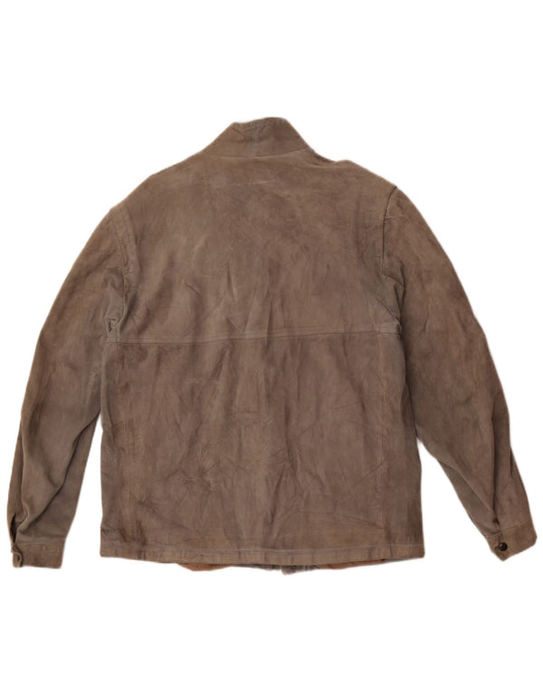 Giacca vintage in pelle scamosciata da uomo UK 38 Grigio medio