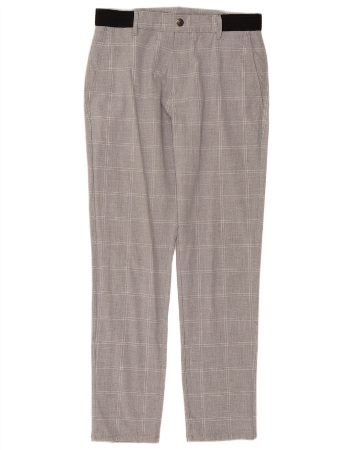 Pantaloni chino slim da uomo ZARA piccoli W30 L29 poliestere a quadri grigi