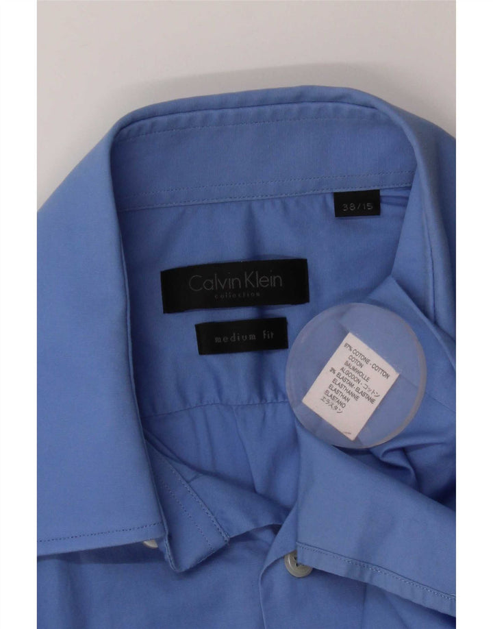 Camicia da uomo Calvin Klein taglia 38 15 cotone blu medio