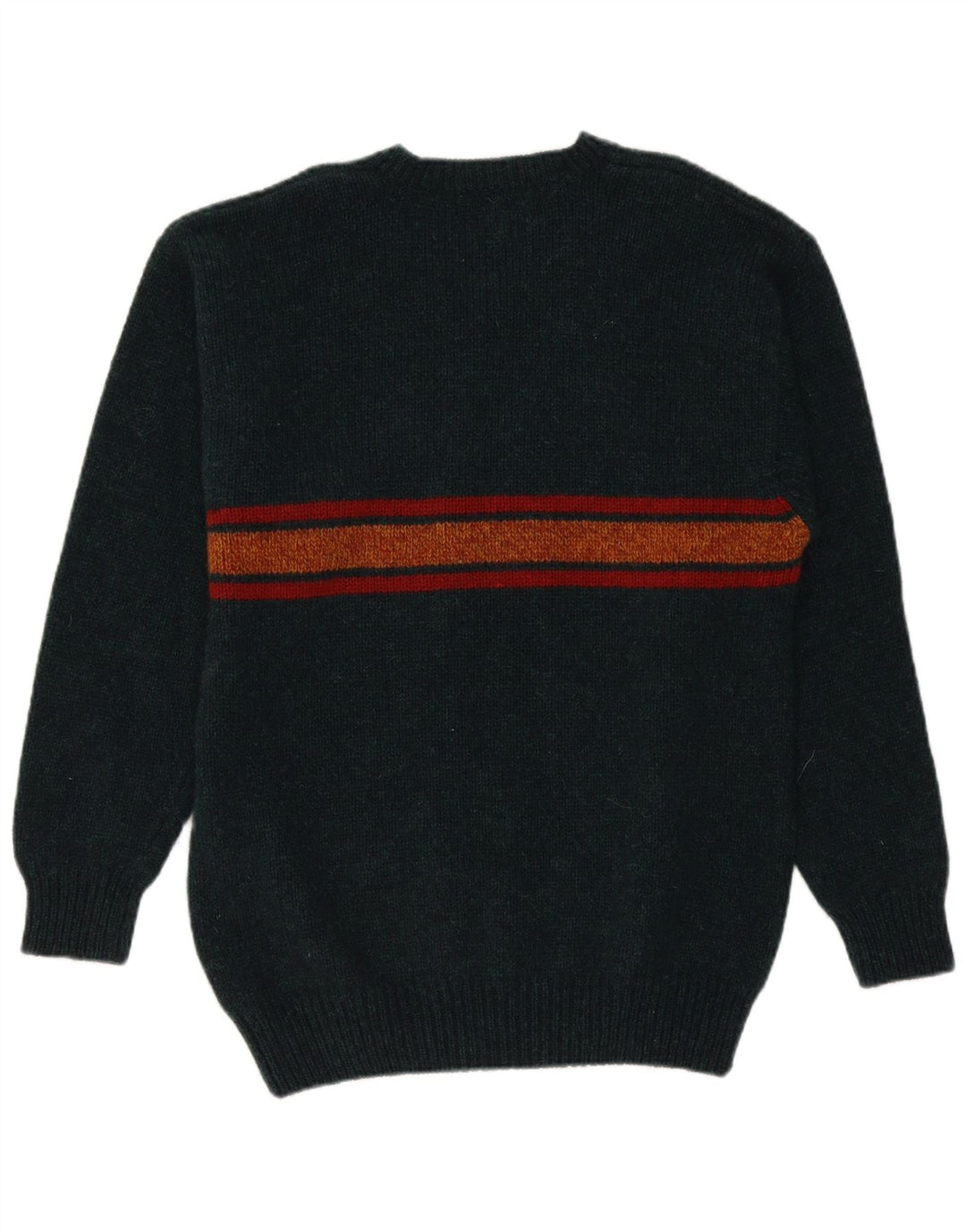 Maglione vintage da uomo con scollo a V, lana a righe verdi grandi