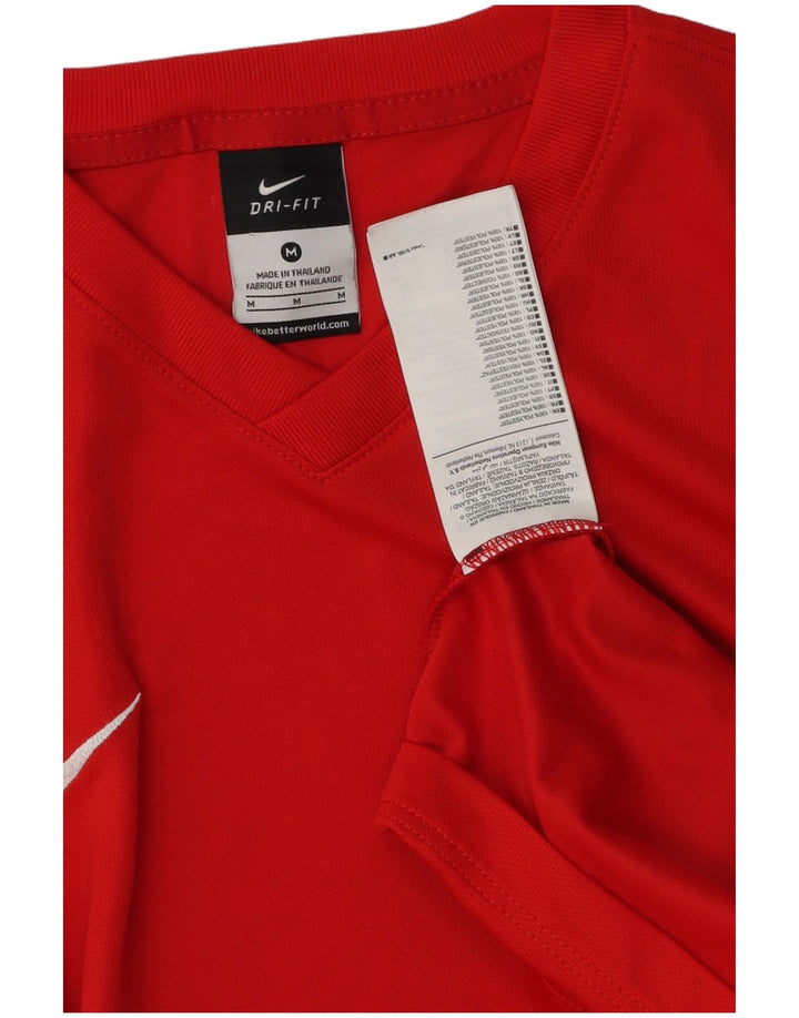 T-shirt Nike da uomo Dri Fit, top in poliestere color block rosso medio