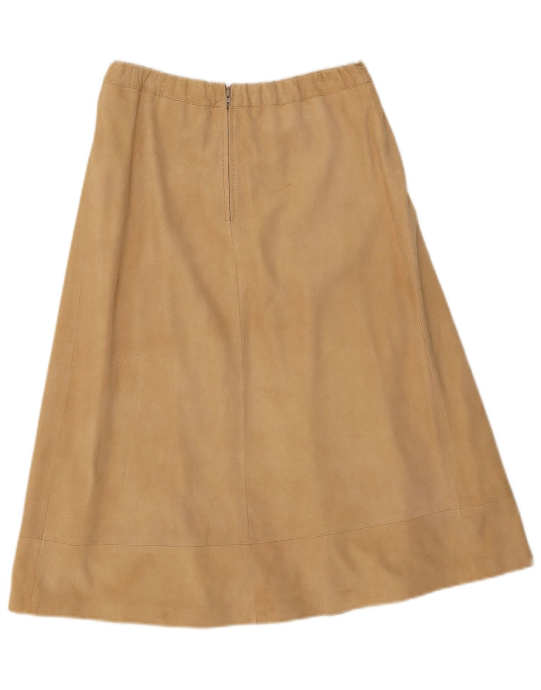 Gonna vintage in pelle scamosciata da donna W30 in pelle beige media
