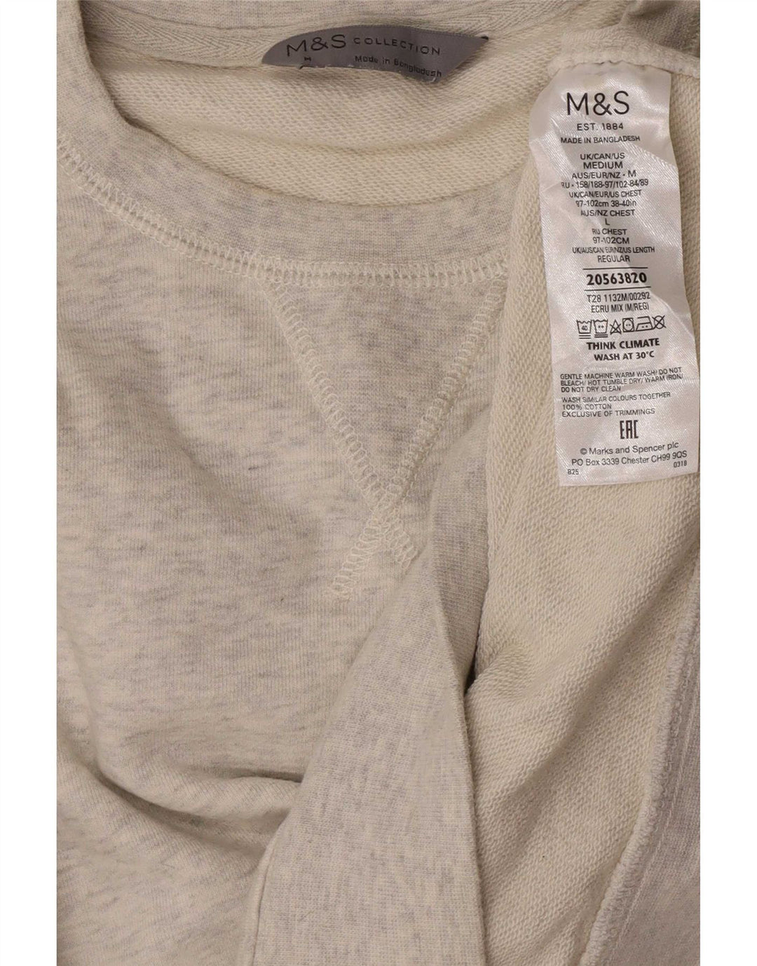 Felpa da uomo Marks & Spencer maglione cotone chiazzato beige medio