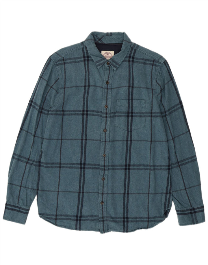 Camicia in flanella da uomo Fat Face in cotone scozzese blu medio
