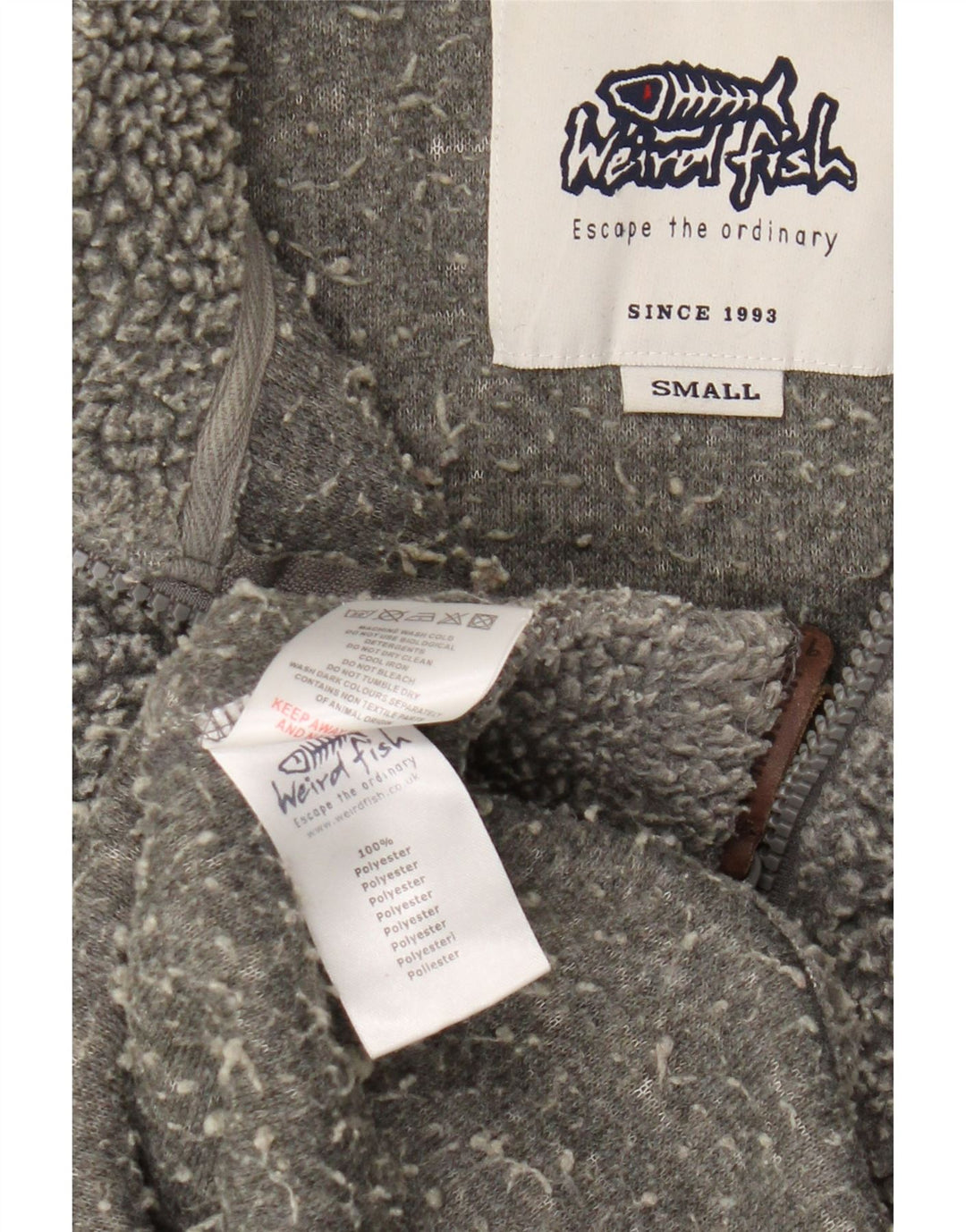 Maglione in pile da uomo con zip e collo Weird Fish, piccolo in poliestere grigio