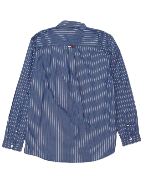 Camicia da uomo Regular Fit Tommy Hilfiger Large in cotone a righe blu