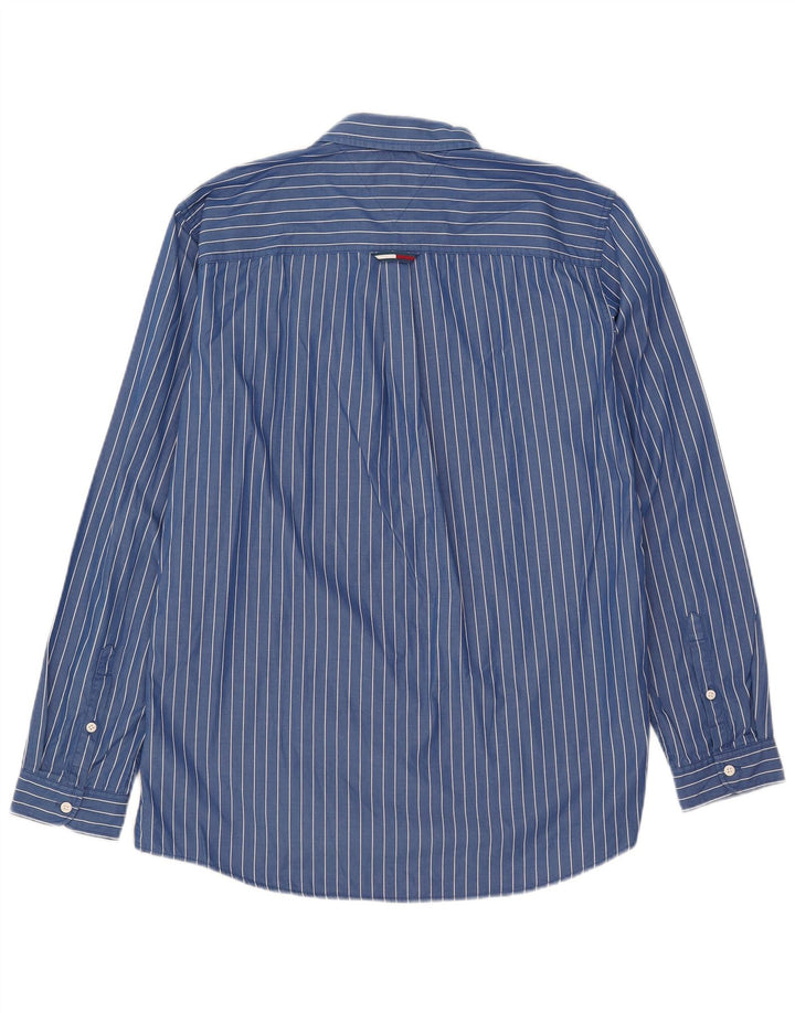 Camicia da uomo Regular Fit Tommy Hilfiger Large in cotone a righe blu