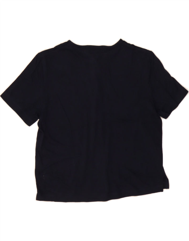 SERGIO TACCHINI Womens Short Sleeve Shirt Blouse UK 12 Medium Navy Blue Vintage Sergio Tacchini and Second-Hand Sergio Tacchini from Messina Hembry 