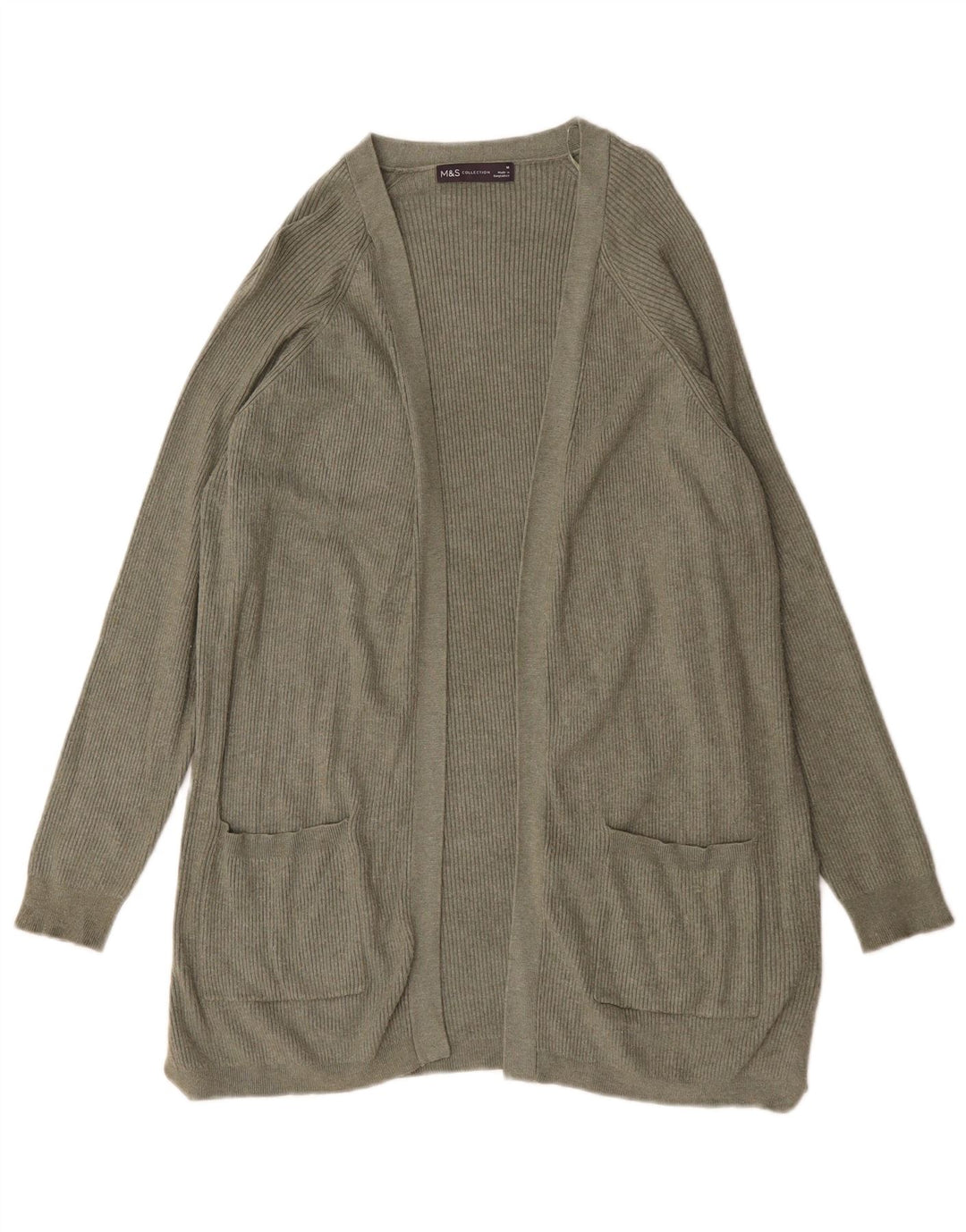 Maglione cardigan aperto da donna Marks & Spencer UK 14 Viscosa verde medio