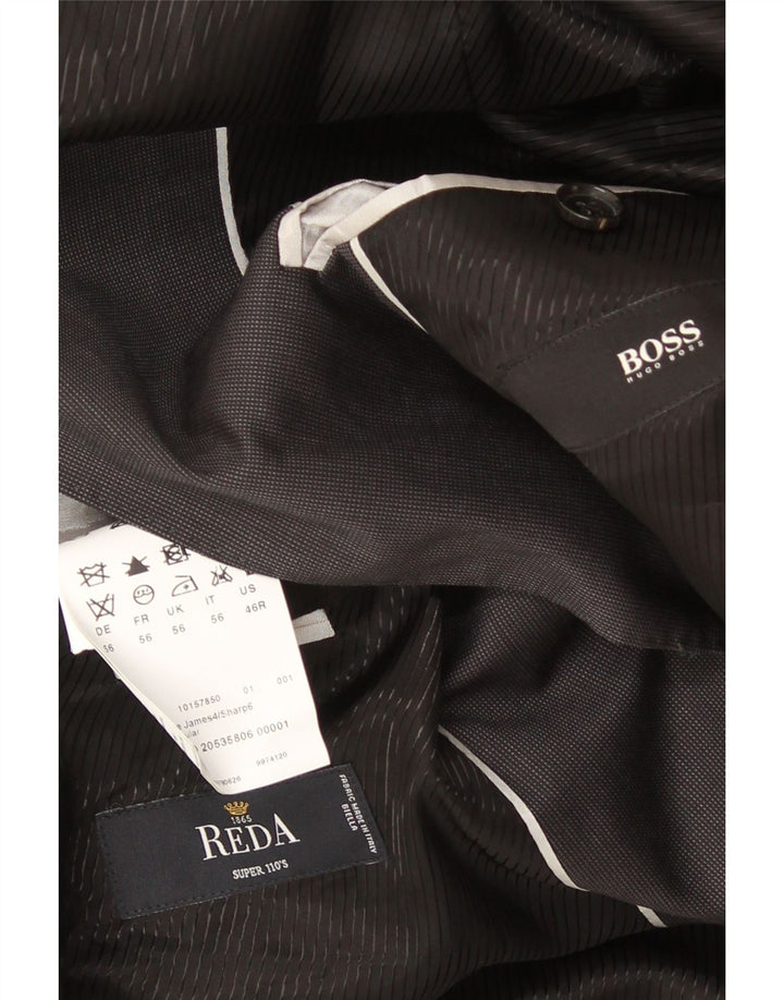 Giacca blazer da uomo a 2 bottoni Hugo Boss EU 56 3XL Lana vergine grigia