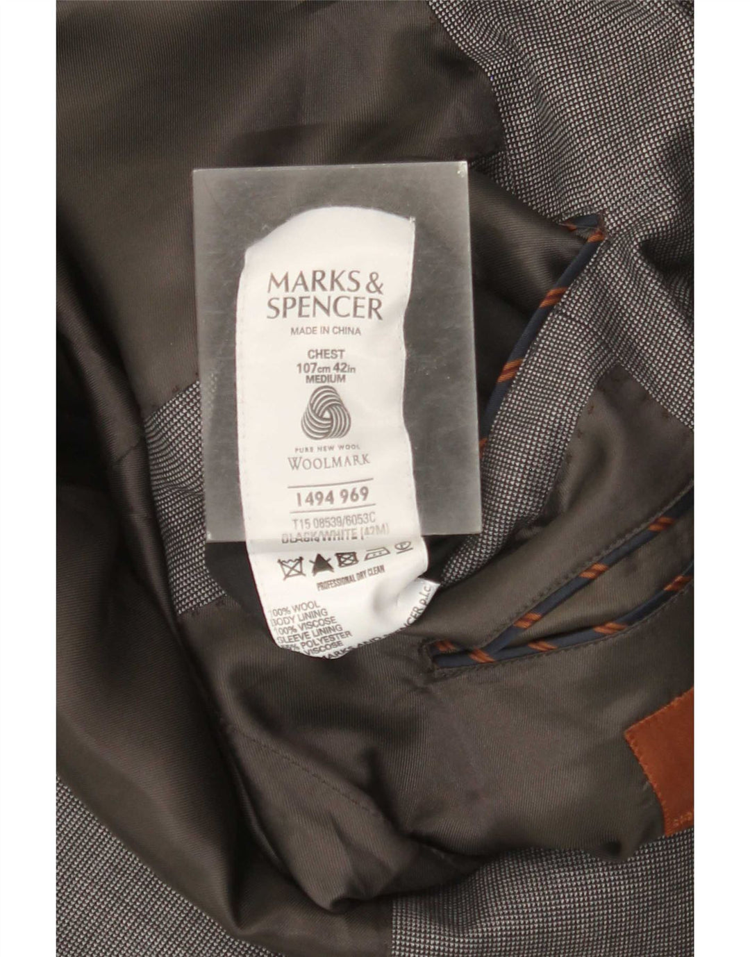 Giacca blazer a 2 bottoni Marks & Spencer da uomo UK 42 grande lana grigia