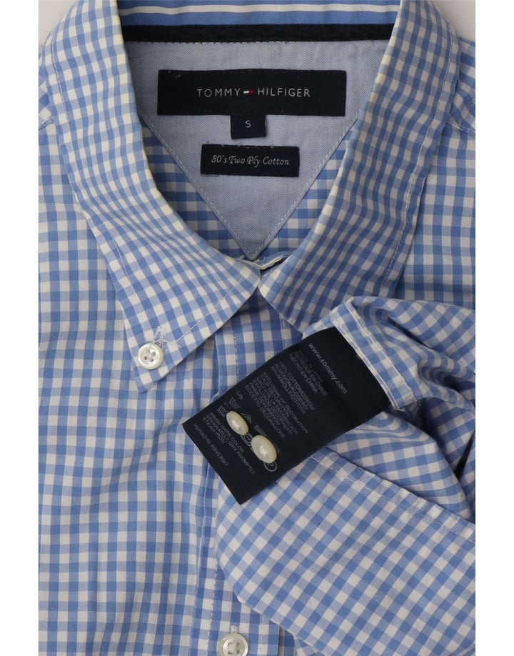 Camicia da uomo Tommy Hilfiger piccola in cotone a quadretti blu