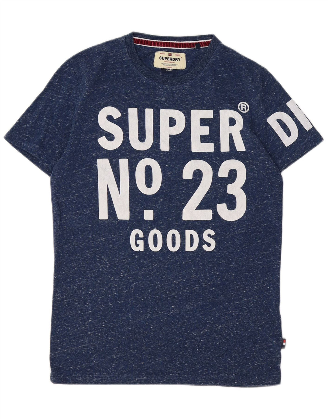 T-shirt grafica da uomo SUPERDRY Top piccolo in cotone screziato blu navy