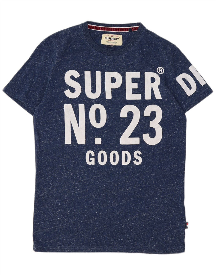T-shirt grafica da uomo SUPERDRY Top piccolo in cotone screziato blu navy