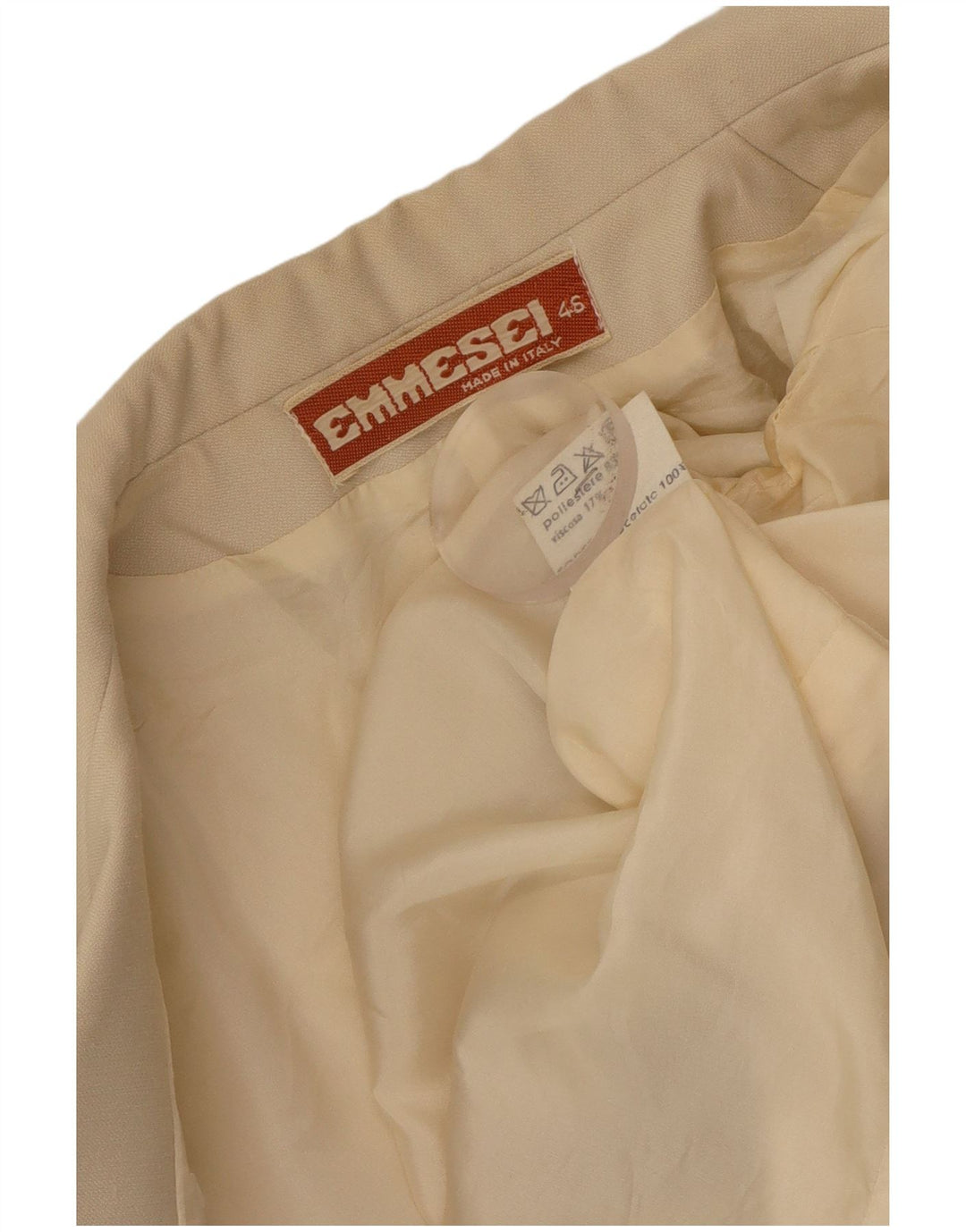 Giacca blazer doppiopetto vintage da donna IT 46 grande poliestere beige